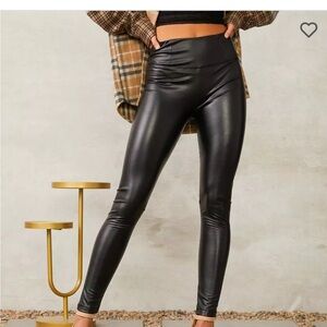 Shinestar faux leather lined pants
